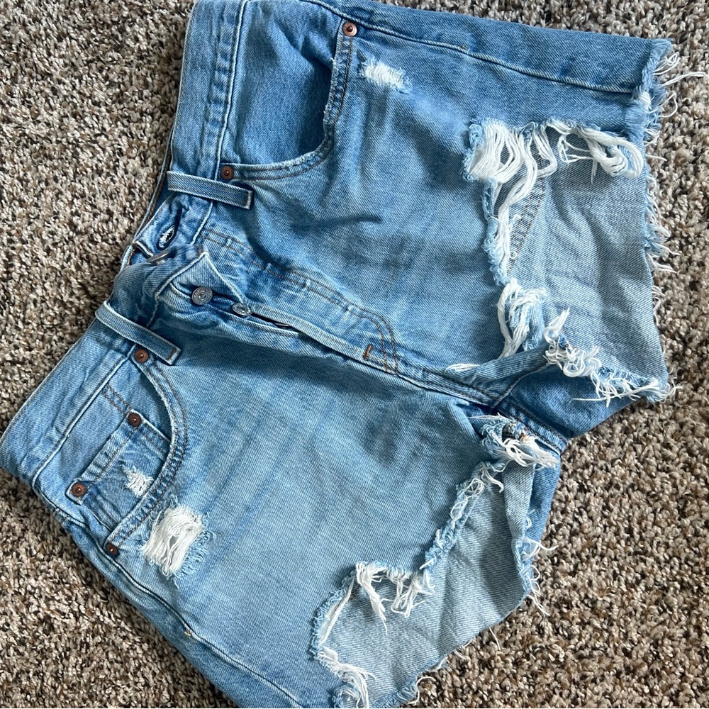 Levi's Light Blue Distressed Jean Shorts